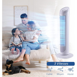 HOMCOM Ventilateur colonne silencieux et puissant 45W ventilateur tour 3 vitesses et oscillant 70°, pour chambre, bureau, 27 x 2