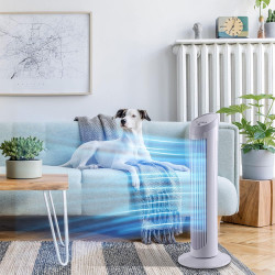 HOMCOM Ventilateur colonne silencieux et puissant 45W ventilateur tour 3 vitesses et oscillant 70°, pour chambre, bureau, 27 x 2