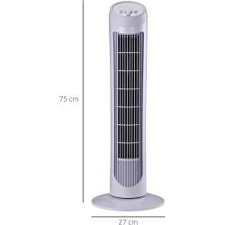 HOMCOM Ventilateur colonne silencieux et puissant 45W ventilateur tour 3 vitesses et oscillant 70°, pour chambre, bureau, 27 x 2