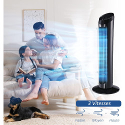 HOMCOM Ventilateur colonne silencieux et puissant 45W ventilateur tour 3 vitesses et oscillant 70°, pour chambre, bureau, 27 x 2