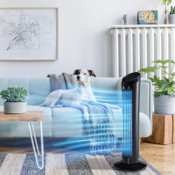 HOMCOM Ventilateur colonne silencieux et puissant 45W ventilateur tour 3 vitesses et oscillant 70°, pour chambre, bureau, 27 x 2
