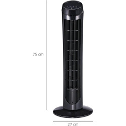 HOMCOM Ventilateur colonne silencieux et puissant 45W ventilateur tour 3 vitesses et oscillant 70°, pour chambre, bureau, 27 x 2