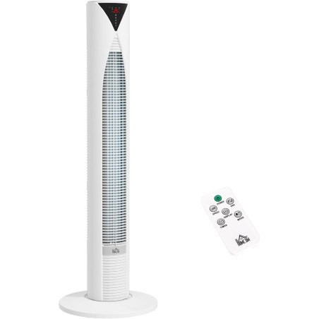 HOMCOM Ventilateur colonne, avec télécommande, minuterie 12 heures, mode veille, 3 vitesses, ventilateur tour oscillant pour mai