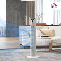 HOMCOM Ventilateur colonne, avec télécommande, minuterie 12 heures, mode veille, 3 vitesses, ventilateur tour oscillant pour mai