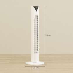 HOMCOM Ventilateur colonne, avec télécommande, minuterie 12 heures, mode veille, 3 vitesses, ventilateur tour oscillant pour mai