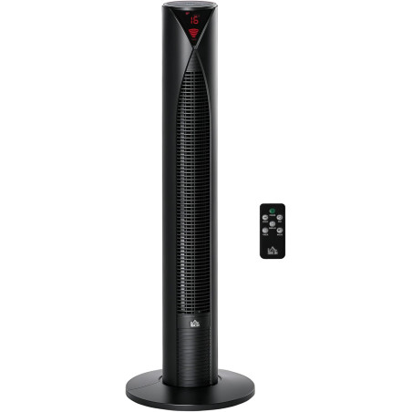 HOMCOM Ventilateur colonne, avec télécommande, minuterie 12 heures, mode veille, 3 vitesses, ventilateur tour oscillant pour mai