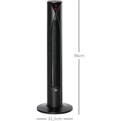 HOMCOM Ventilateur colonne, avec télécommande, minuterie 12 heures, mode veille, 3 vitesses, ventilateur tour oscillant pour mai