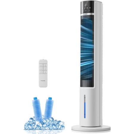 FOHERE Refroidisseur d'air et refroidissement par évaporation, ventilateur tour ultra silencieux, avec minuteur 24 h, télécomman