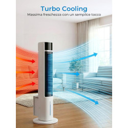 FOHERE Refroidisseur d'air et refroidissement par évaporation, ventilateur tour ultra silencieux, avec minuteur 24 h, télécomman