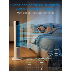 FOHERE Refroidisseur d'air et refroidissement par évaporation, ventilateur tour ultra silencieux, avec minuteur 24 h, télécomman
