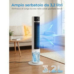 FOHERE Refroidisseur d'air et refroidissement par évaporation, ventilateur tour ultra silencieux, avec minuteur 24 h, télécomman