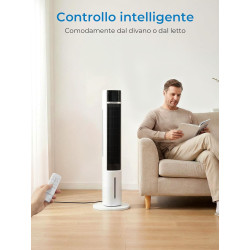 FOHERE Refroidisseur d'air et refroidissement par évaporation, ventilateur tour ultra silencieux, avec minuteur 24 h, télécomman