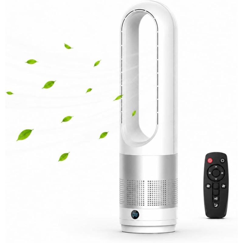 Ventilateur Colonne Sans Pale,Ventilateur Silencieux 56 cm,Oscillation 80°, 8 Vitesses, Écran Tactile LED, Minuterie Et Télécomm