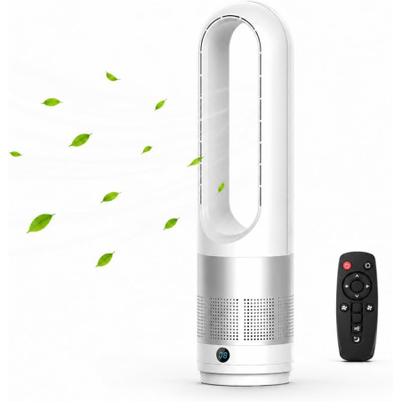 Ventilateur Colonne Sans Pale,Ventilateur Silencieux 56 cm,Oscillation 80°, 8 Vitesses, Écran Tactile LED, Minuterie Et Télécomm