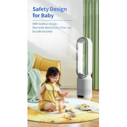 Ventilateur Colonne Sans Pale,Ventilateur Silencieux de 58 cm,Oscillation 90°, 8 Vitesses, Écran Tactile LED, Minuterie Et Téléc