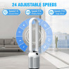 YAZEKY Ventilateur Colonne Sans Pale, 24 Vitesses Ventilateur Tour Silencieux, Ventilateur de Sol Oscillant à 90, Écran LED,Minu