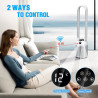 YAZEKY Ventilateur Colonne Sans Pale, 24 Vitesses Ventilateur Tour Silencieux, Ventilateur de Sol Oscillant à 90, Écran LED,Minu