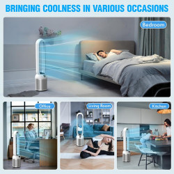 YAZEKY Ventilateur Colonne Sans Pale, 24 Vitesses Ventilateur Tour Silencieux, Ventilateur de Sol Oscillant à 90, Écran LED,Minu