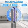 YAZEKY Ventilateur Colonne Sans Pale, 24 Vitesses Ventilateur Tour Silencieux, Ventilateur de Sol Oscillant à 90, Écran LED,Minu