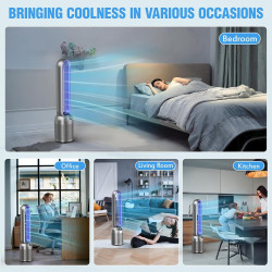YAZEKY Ventilateur Colonne Sans Pale, 24 Vitesses Ventilateur Tour Silencieux, Ventilateur de Sol Oscillant à 90, Écran LED,Minu