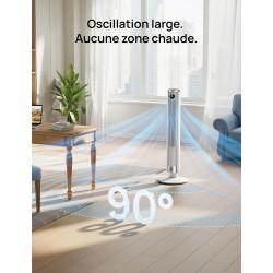 DREO Ventilateur colonne intelligent 554S, ventilateur sur pied réglable 102–114 cm, 8.4 m/s, oscillation 90°, silencieux 20 dB,