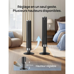 DREO Ventilateur colonne intelligent 554S, ventilateur sur pied réglable 102–114 cm, 8.4 m/s, oscillation 90°, silencieux 20 dB,