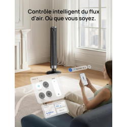 DREO Ventilateur colonne intelligent 554S, ventilateur sur pied réglable 102–114 cm, 8.4 m/s, oscillation 90°, silencieux 20 dB,