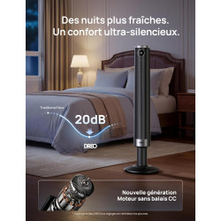DREO Ventilateur colonne intelligent 554S, ventilateur sur pied réglable 102–114 cm, 8.4 m/s, oscillation 90°, silencieux 20 dB,
