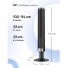 DREO Ventilateur colonne intelligent 554S, ventilateur sur pied réglable 102–114 cm, 8.4 m/s, oscillation 90°, silencieux 20 dB,