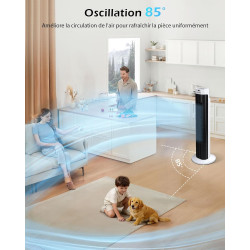 Aigostar Ventilateur Colonne Silencieux,Ventilateur Tour avec Télécommande, Oscillant 85°, Minuterie 7,5H, 3 Modes et 3 Vitesses