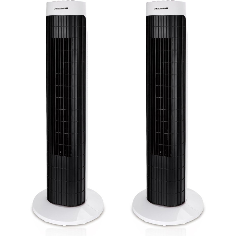 Aigostar Ventilateur Colonne Silencieux 76cm, 3 Vitesses Puissantes, Oscillation 85°, Minuterie 2H, Sécurisé pour Enfant, Économ
