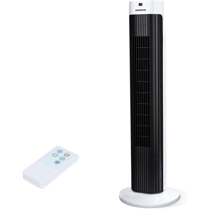 Aigostar Ventilateur Colonne 82 cm,Ventilateur Tour Silencieux avec Télécommande, Oscillant 85°, Minuterie 7,5H, 3 Modes et 3 Vi
