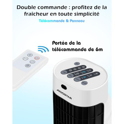 Aigostar Ventilateur Colonne 82 cm,Ventilateur Tour Silencieux avec Télécommande, Oscillant 85°, Minuterie 7,5H, 3 Modes et 3 Vi