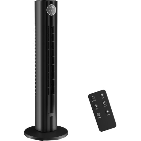 HOMCOM Ventilateur colonne silencieux 28dB, vitesse 8m/s, ventilateur tour pour chambre, 90,5cm de haut, moteur BLDC, oscillant 