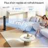 HOMCOM Ventilateur colonne silencieux 28dB, vitesse 8m/s, ventilateur tour pour chambre, 90,5cm de haut, moteur BLDC, oscillant 