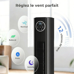 HOMCOM Ventilateur colonne silencieux 28dB, vitesse 8m/s, ventilateur tour pour chambre, 90,5cm de haut, moteur BLDC, oscillant 