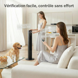HOMCOM Ventilateur colonne silencieux 28dB, vitesse 8m/s, ventilateur tour pour chambre, 90,5cm de haut, moteur BLDC, oscillant 