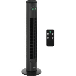 HOMCOM Ventilateur colonne silencieux 45 W, ventilateur tour pour chambre avec 3 modes 3 vitesses, télécommande, oscillant 70° e