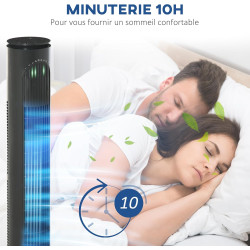 HOMCOM Ventilateur colonne silencieux 45 W, ventilateur tour pour chambre avec 3 modes 3 vitesses, télécommande, oscillant 70° e