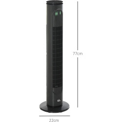 HOMCOM Ventilateur colonne silencieux 45 W, ventilateur tour pour chambre avec 3 modes 3 vitesses, télécommande, oscillant 70° e