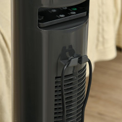 HOMCOM Ventilateur colonne silencieux 45 W, ventilateur tour pour chambre avec 3 modes 3 vitesses, télécommande, oscillant 70° e