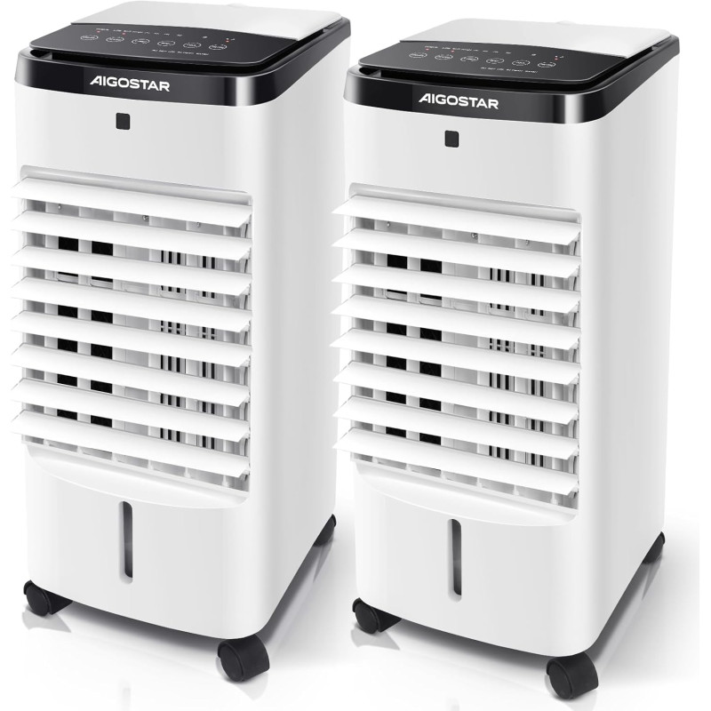 AIGOSTAR Climatiseur Mobile avec Refroidissement par Eau, Réservoir 3,5L, Oscillation 65°, Minuterie 12H, Télécommande à 6M,3 Mo