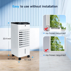 AIGOSTAR Climatiseur Mobile avec Refroidissement par Eau, Réservoir 3,5L, Oscillation 65°, Minuterie 12H, Télécommande à 6M,3 Mo