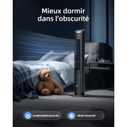 Ateroll Ventilateur Colonne Silencieux 91cm, Oscillant 90° avec Télécommande, 4 Vitesses 3 Modes Minuterie 12H & Écran LED, Vent