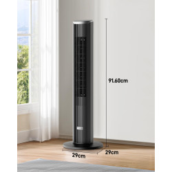 Ateroll Ventilateur Colonne Silencieux 91cm, Oscillant 90° avec Télécommande, 4 Vitesses 3 Modes Minuterie 12H & Écran LED, Vent