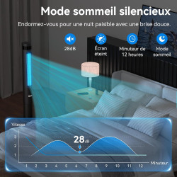 YASHE 43'' Colonne Ventilateur, Ventilateur Colonne Silencieux 28dB, Ventilateur Climatiseur Oscillant à 85° avec, Ventilateur T