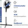 CLATRONIC VL 3603 S - Ventilateur - 50 W - Hauteur réglable - 3 vitesses - 4 niveaux (0-1-2-3) - Noir