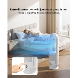 Ventilateur Tour Sans Pales, ULTTY Ventilateur avec Purificateur D'air Silencieux Avec H13 HEPA Filtre Télécommande, Hauteur 80 
