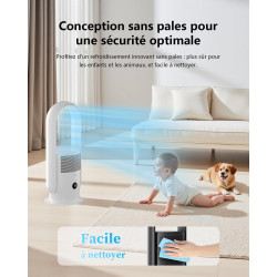 Ventilateur Tour Sans Pales, ULTTY Ventilateur avec Purificateur D'air Silencieux Avec H13 HEPA Filtre Télécommande, Hauteur 60 