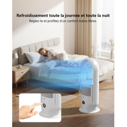 Ventilateur Tour Sans Pales, ULTTY Ventilateur avec Purificateur D'air Silencieux Avec H13 HEPA Filtre Télécommande, Hauteur 60 